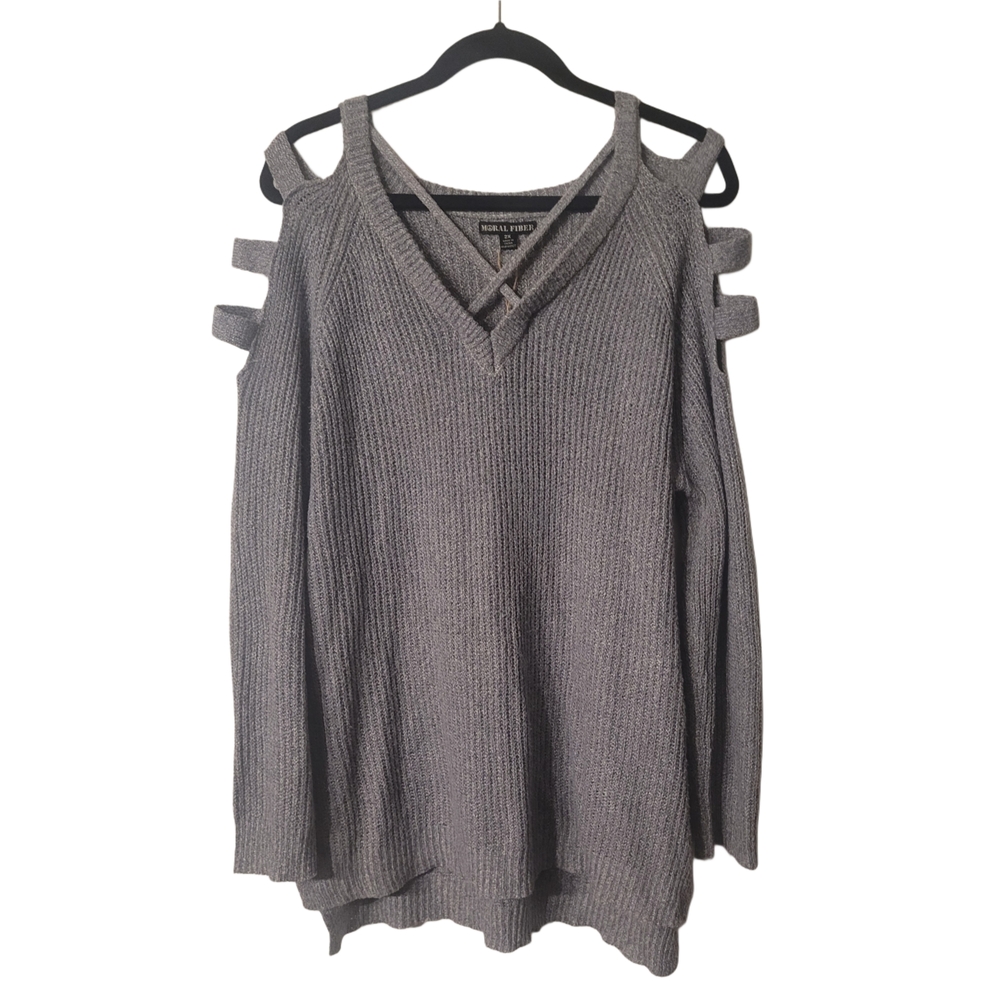 Moral Fiber Gray Off-the-Shoulder Knitwear Size 2X